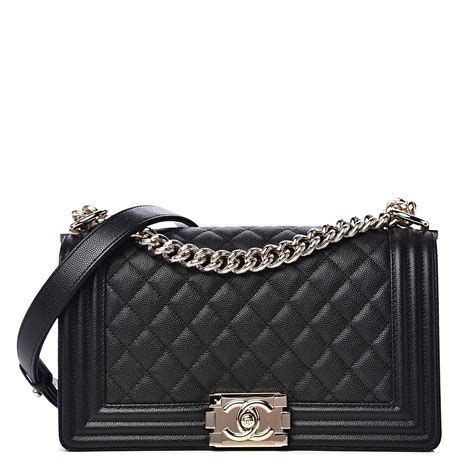 CHANEL Caviar Quilted Medium Boy Flap Black 